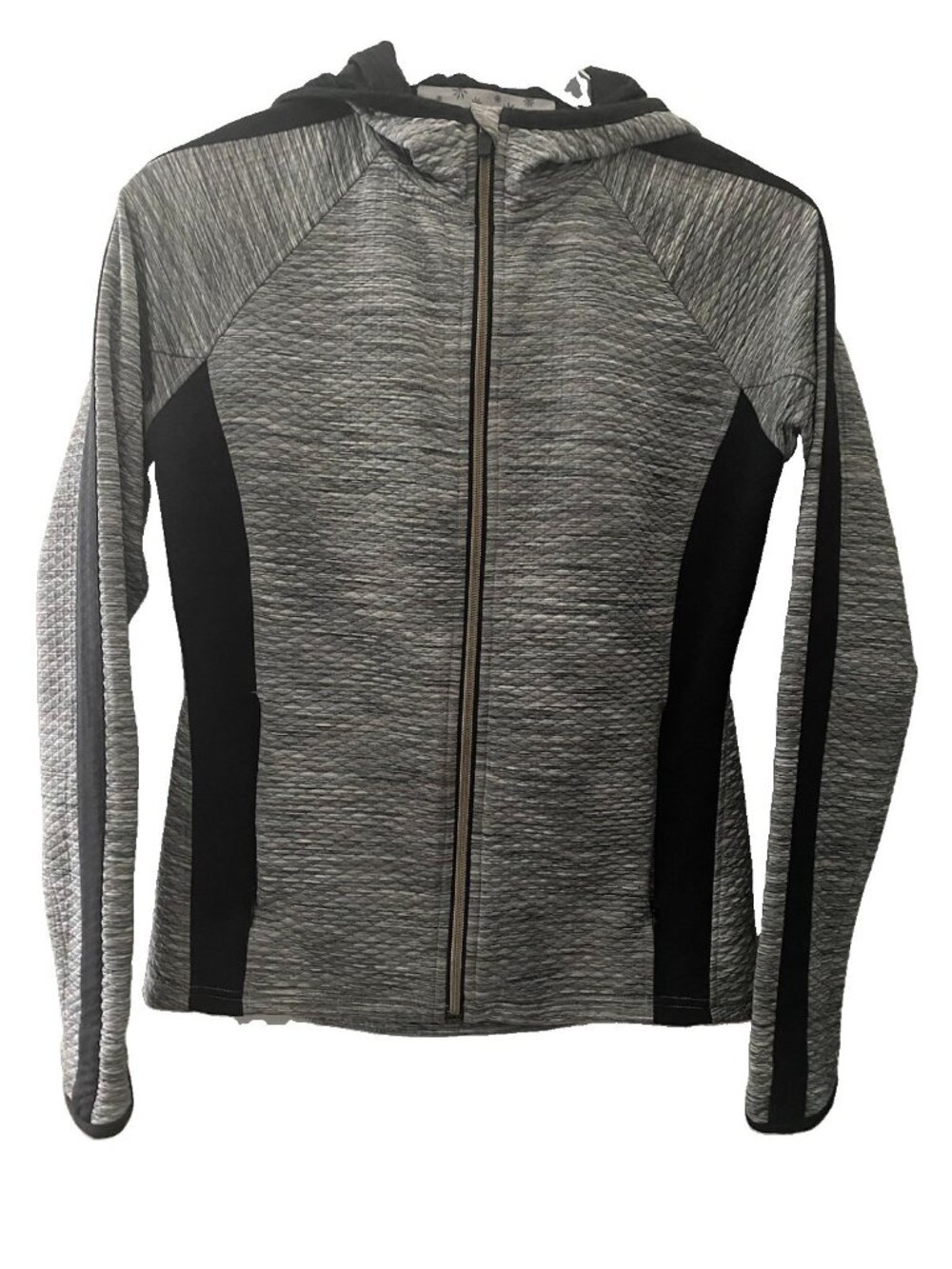 Athleta Zip Up Hoodie Small Gray Black Pockets Active Athleisure Stretch